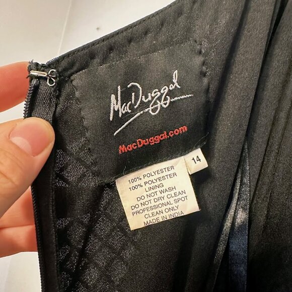 NWT Mac Duggal Black Beaded Spaghetti Strap Gown Sz 14 Formal Evening Dress - Picture 12 of 16